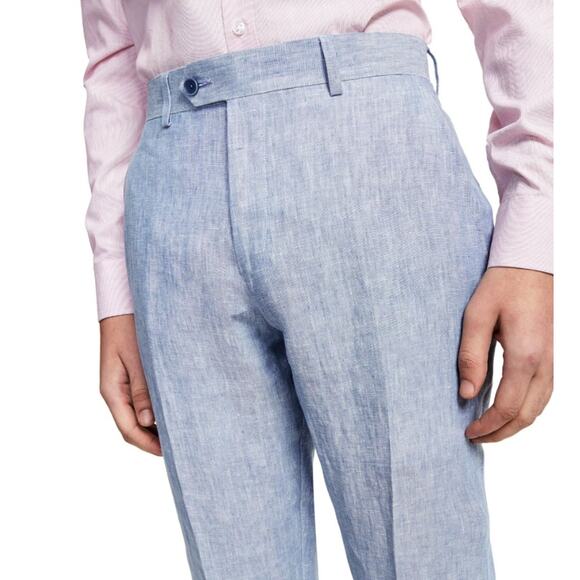 Bar III Men's Blue Linen Textured Summer Casual Slim-Fit Suit Pants Size W33 L30 - Picture 3 of 4